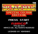 Ms. Pac-Man Special Colour Edition title screen for GameBoy Color